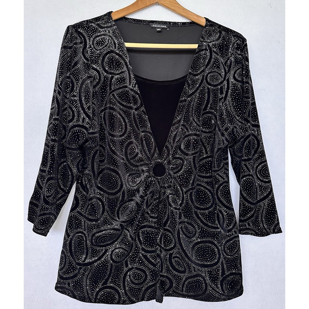 Notations Velour Sparkle Top Women XL Black Excellent